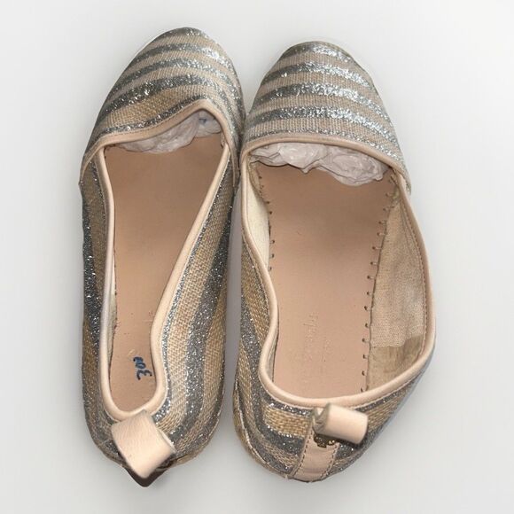 Kate Spade Lilliad Glitter‎ Espadrille Flats Size 7 Metallic Silver - Picture 3 of 8